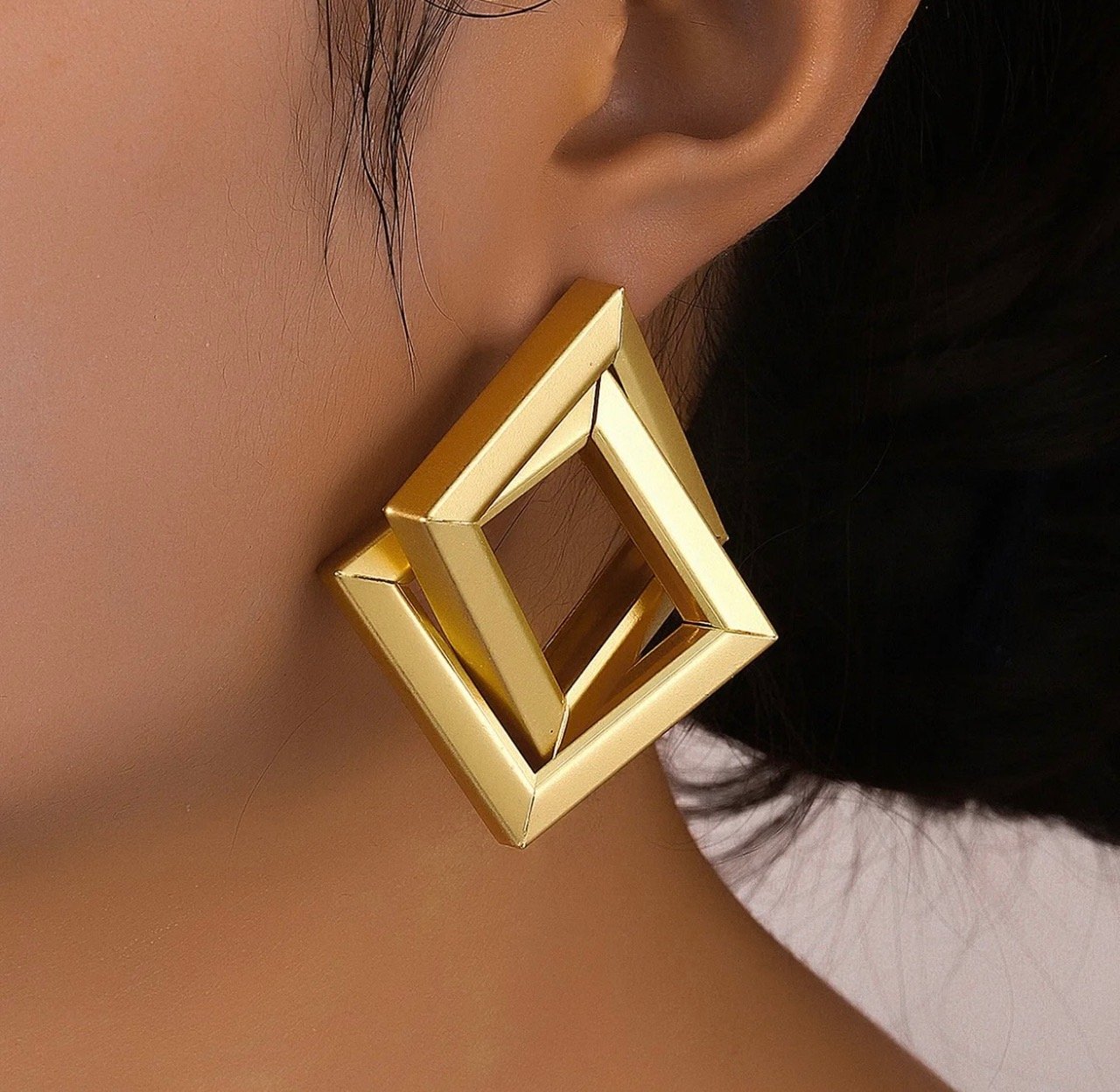 Golden Quadrilateral Stud Earring